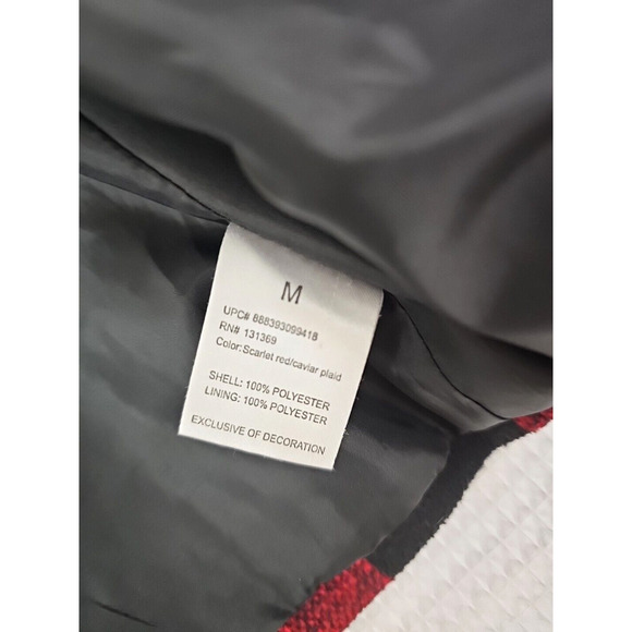 Rampage ~Woman Size M~ Scarlet Red/Caviar Plaid Buffalo Check Pea Coat Jacket. - Picture 4 of 11